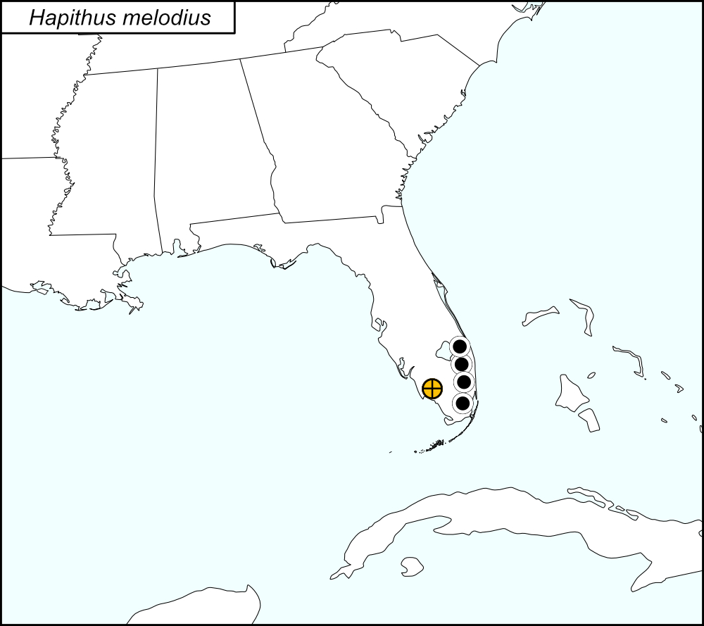 distribution map for Hapithus melodius