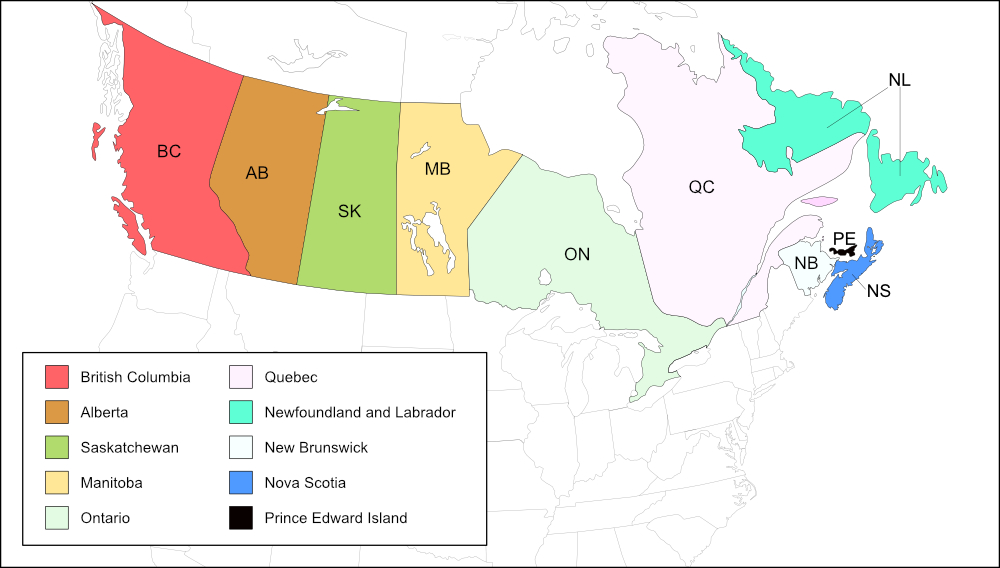 map of Canadian provinces